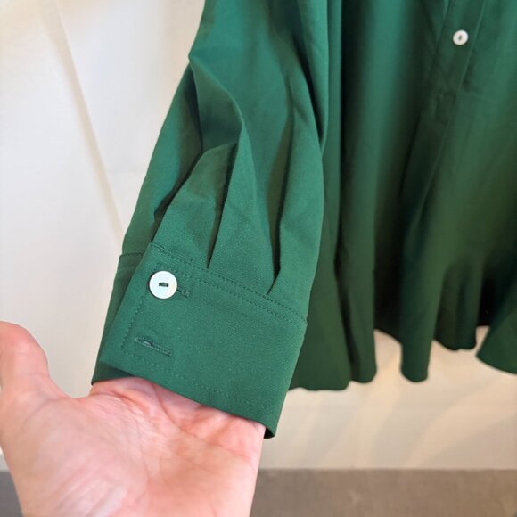 Tuckernuck Emerald Green Flounce Hem Shirt Dress Medium - Picture 4 of 6